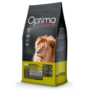 OPTIMANOVA Cat Hairball Chicken & Rice - sausas kačių maistas - 2kg