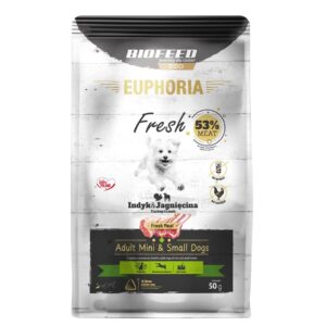 EUPHORIA Fresh Adult Turkey with lamb XS/S - sausas maistas šunims - 50g