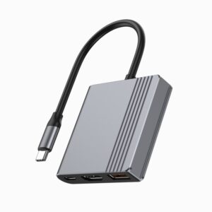 Gembird A-CM-COMBO3-05 USB C tipo 3 viename daugiaprievadis adapteris (USB prievadas + HDMI + USB-C vaizdo įrašymo įrenginys), kosminės pilkos spalvos - Image 3