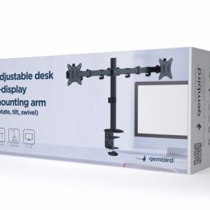 Gembird MA-D2-01 monitoriaus laikiklis arba stovas 81,3 cm (32") Stalas Juoda