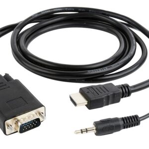Gembird A-HDMI-VGA-03-6 vaizdo kabelio adapteris 1,8 m HDMI A tipo (standartinis) VGA (D-Sub) + 3.5mm Juoda