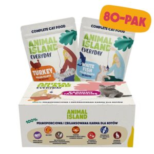 ANIMAL ISLAND Turkey / White fish Fillets in broth - šlapias kačių maistas - 80x85g