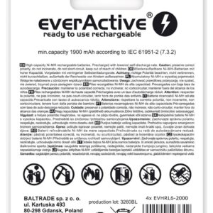 Įkraunamos baterijos everActive Ni-MH R6 AA 2000 mAh Silver Line - Image 2