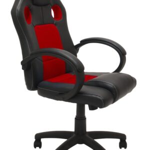 Topeshop FOTEL ENZO raudonos ir juodos spalvos biuro kėdė Paminkštinta sėdynė Paminkštinta nugaros atrama