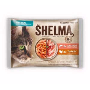 SHELMA Kitten with salmon and turkey in sauce - šlapias kačių maistas - 4x85g