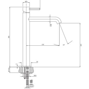 Aukštas šlifuoto aukso spalvos praustuvo maišytuvas OMNIRES Y Y1212GLB - Image 3