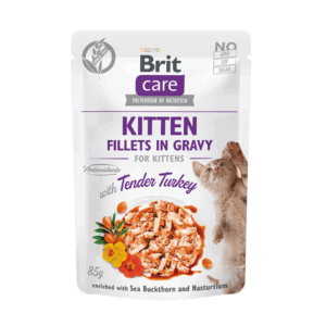 Brit Care Kitten Fillets in Gravy Turkey konservai su kalakutiena kačiukams, 85 g