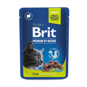 Brit Premium Cat Pouches Lamb for Sterilised konservai sterilizuotoms katėms, 100 g