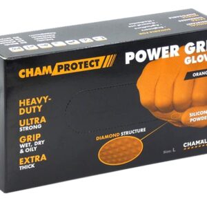 Nitrilo pirštinės Power grip L , oranžinės (50vnt.) CHAMAELEON