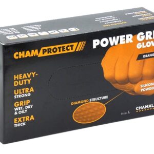 Nitrilo pirštinės Power grip XL, oranžinės (50vnt.) CHAMAELEON