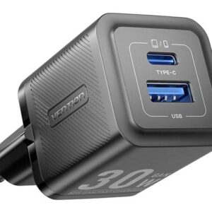 MOBILE CHARGER WALL 30W USB-C/2P BLACK FEQB0-EU VENTION - Image 1