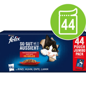 Felix Fantastic Mix of Flavors Jelly 85g X 44 (vištiena, jautiena, antiena, ėriena), 44 x 85 g