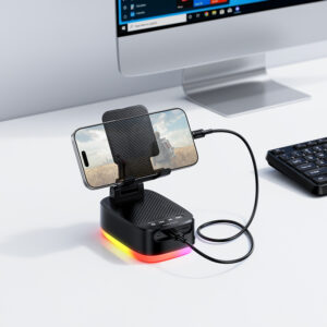 Borofone Portable Bluetooth Speaker BR200 Marea 3 in 1 with holder and 1500mAh power bank black - Image 6