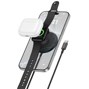 Borofone Wireless induction charger BQ41 Glory 3 in 1 15W black - Image 2