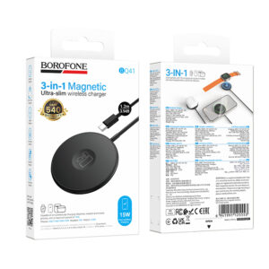 Borofone Wireless induction charger BQ41 Glory 3 in 1 15W black - Image 8