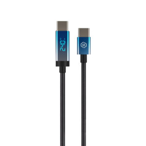 Blavec Kabelis Velox pleciony - Typ C na Typ C - PD 240W 5A LED display 1,2 metra Apple CarPlay/Android Auto (CVE-CC5B12) - Image 2