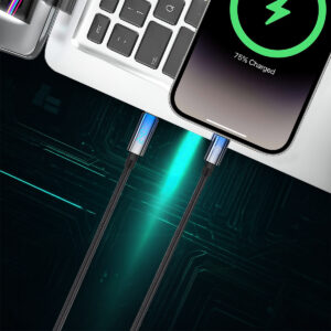 Blavec Kabelis Velox pleciony - Typ C na Typ C - PD 240W 5A LED display 1,2 metra Apple CarPlay/Android Auto (CVE-CC5B12) - Image 4