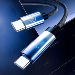 Blavec Kabelis Velox pleciony - Typ C na Typ C - PD 240W 5A LED display 1,2 metra Apple CarPlay/Android Auto (CVE-CC5B12) - Image 7