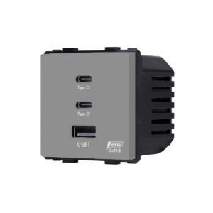 Greito krovimo rozetė Feelspot su USB+C+C jungtimis, 65W, pilka - Image 2