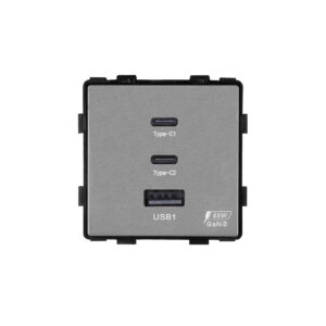 Greito krovimo rozetė Feelspot su USB+C+C jungtimis, 65W, pilka