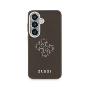 Guess PU 4G Resin Metal Logo dėklas skirtas Samsung Galaxy S26 Brown - Image 2