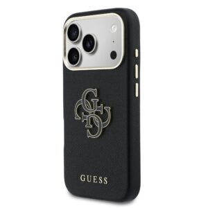 Guess PU Resin Logo dėklas skirtas Apple iPhone 17 Pro Black
