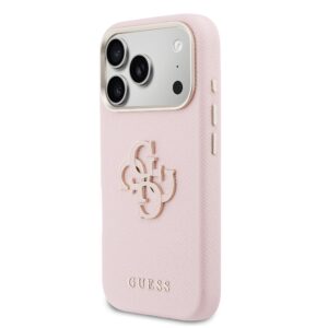 Guess PU Resin Logo dėklas skirtas Apple iPhone 17 Pro Max Pink
