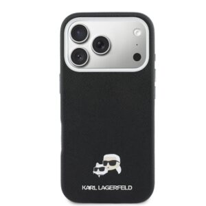 Karl Lagerfeld PU Karl and Choupette Heads Pins MagSafe dėklas skirtas Apple iPhone 17 Pro Max Black - Image 2