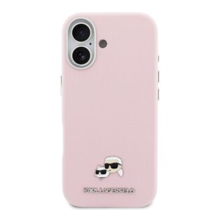 Karl Lagerfeld PU Karl and Choupette Heads Pins MagSafe dėklas skirtas Apple iPhone 17 Pink - Image 2