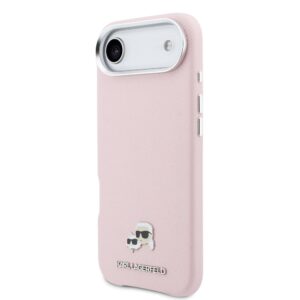 Karl Lagerfeld PU Karl and Choupette Heads Pins MagSafe dėklas skirtas Apple iPhone Air Pink