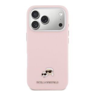 Karl Lagerfeld PU Karl and Choupette Heads Pins MagSafe dėklas skirtas Apple iPhone 17 Pro Pink - Image 2