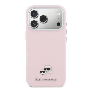 Karl Lagerfeld PU Karl and Choupette Heads Pins MagSafe dėklas skirtas Apple iPhone 17 Pro Max Pink - Image 2