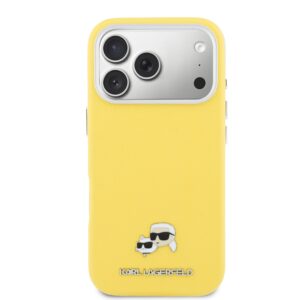 Karl Lagerfeld PU Karl and Choupette Heads Pins MagSafe dėklas skirtas Apple iPhone 17 Pro Max Yellow - Image 2