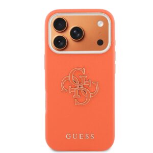 Guess PU Resin Logo Logo dėklas skirtas Apple iPhone 17 Pro Max Orange - Image 2