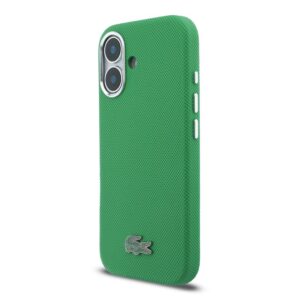 Lacoste PVC Iconic Petit Pique Metal Logo MagSafe dėklas skirtas Apple iPhone 16 Estragon žalios spalvos