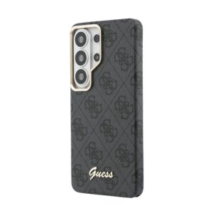 Guess PU 4G Script Metal Logo Magnetic dėklas skirtas Samsung Galaxy S26 Ultra juodos spalvos