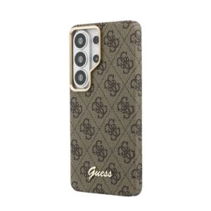 Guess PU 4G Script Metal Logo Magnetic dėklas skirtas Samsung Galaxy S26 Ultra Brown