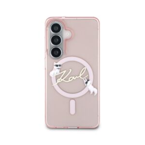 Karl Lagerfeld IML Choupette Karl Script Logo Magnetic dėklas skirtas Samsung Galaxy S26 Pink - Image 2