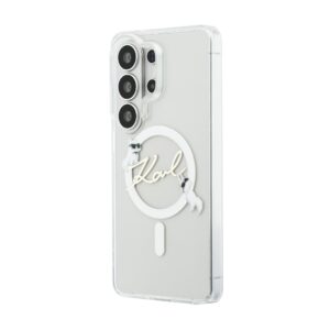 Karl Lagerfeld IML Choupette Karl Script Logo Magnetic dėklas skirtas Samsung Galaxy S26 Ultra Transparent