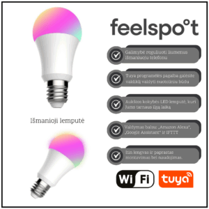 Išmanioji lemputė Feelspot FS-BL01W E27 Wi-fi, RGB, Tuya