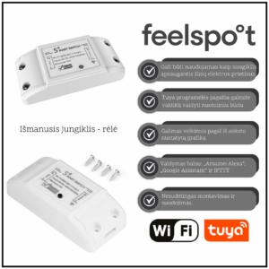 Išmanusis jungiklis – rėlė Feelspot FS-WB01W 10A Wi-Fi, Tuya