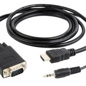 Gembird A-HDMI-VGA-03-10 vaizdo kabelio adapteris 3 m HDMI + 3.5mm VGA (D-Sub) Juoda