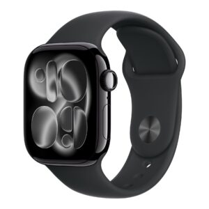 Apple Watch Series 11 GPS + Cellular 42mm Jet Black Aluminium Case with Black Sport Band - S/M | Apple