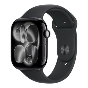 Apple Watch Series 11 GPS + Cellular 46mm Jet Black Aluminium Case with Black Sport Band - S/M | Apple