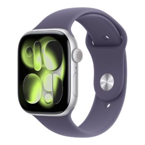 Apple Watch Series 11 GPS + Cellular 46mm Silver Aluminium Case with Purple Fog Sport Band - M/L | Apple