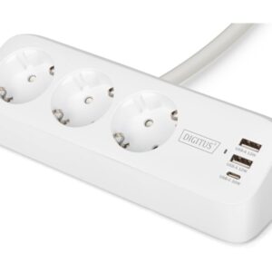 Digitus 3-way office socket strip with 2x USB-A and 1x USB-C connections | DA-70626