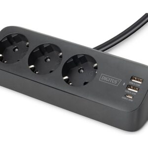 Digitus 3-way office socket strip with 2x USB-A and 1x USB-C connections | DA-70625