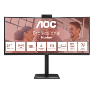 AOC | CU34E4CW | 34 " | VA | UWQHD | 120 Hz | 4 ms | 3440 x 1440 pixels | 350 cd/m² | HDMI ports quantity 2 | Black
