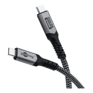 Goobay | USB-C Cable with Textile Sheath, USB4, 240 W, 40 Gbit/s, Power Delivery, 0.5 m, Black/Grey | 74210