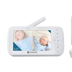 Motorola | Video Baby Monitor - Two camera pack | VM35-2 5.0" | 5.0" diagonal color screen; 5 x preloaded lullabies; Two-way talk; Room temperature monitoring; Infrared night vision; LED sound level indicator; 2.4GHz FHSS wireless technology for in-home viewing; Digital zoom x 2; High sensitivity microphone; Rechargeable parent unit; Secure and private connection; Split-screen viewing | White